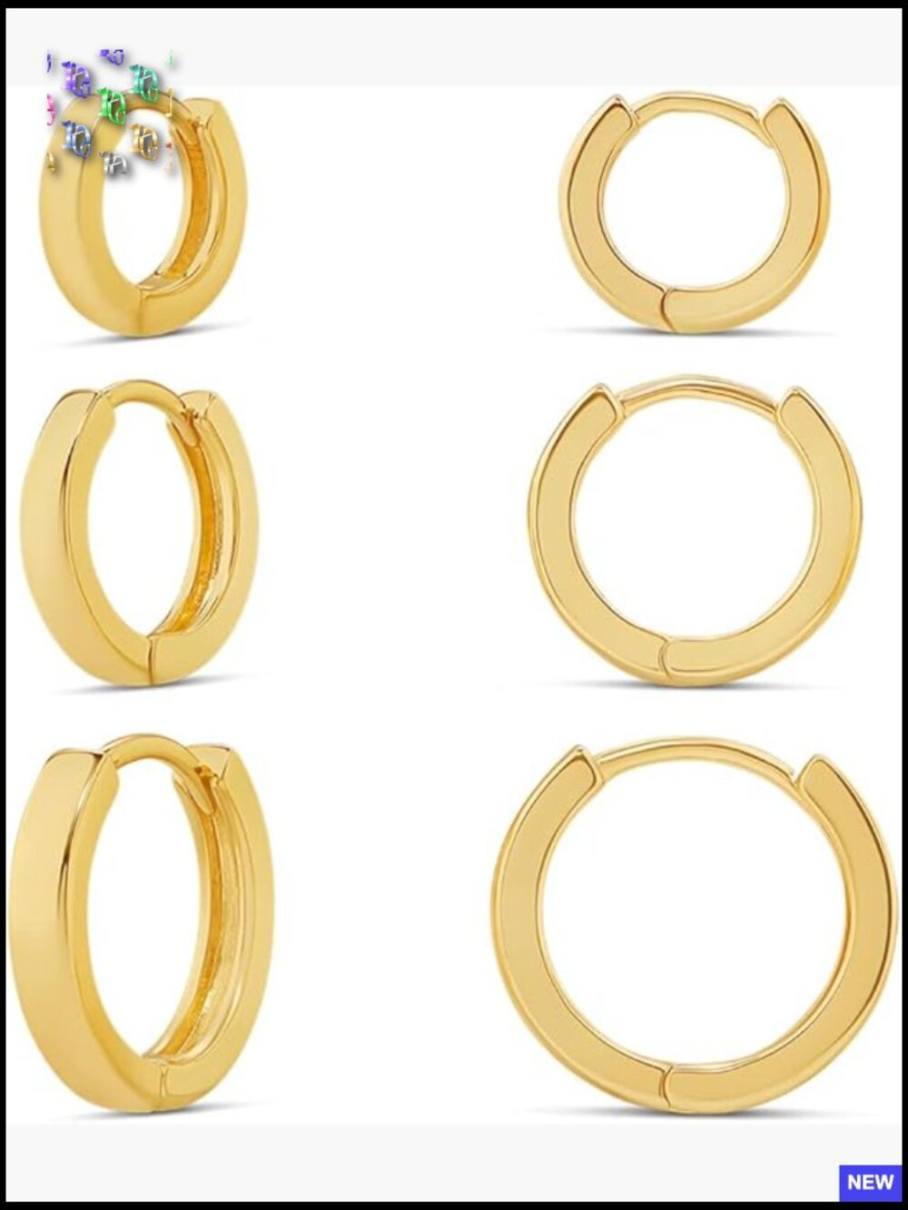 14K Gold Hoop Earring Set - 3 Sizes - Hypoallergenic - Picture 1 of 5